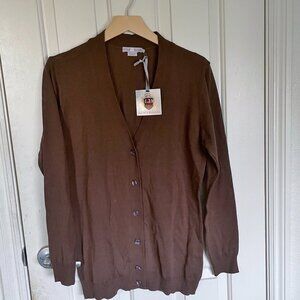 NEW Womens Luigi Baldo 100% Extra Fine Merino Wool Cardigan Sweater Italy L